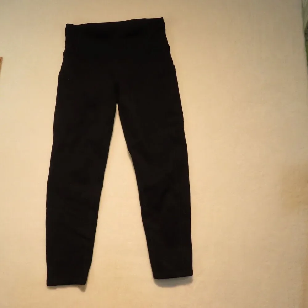 Athleta Altitude Stash Tight Leggings XS Black Polartec Powerstretch Fleece Pock